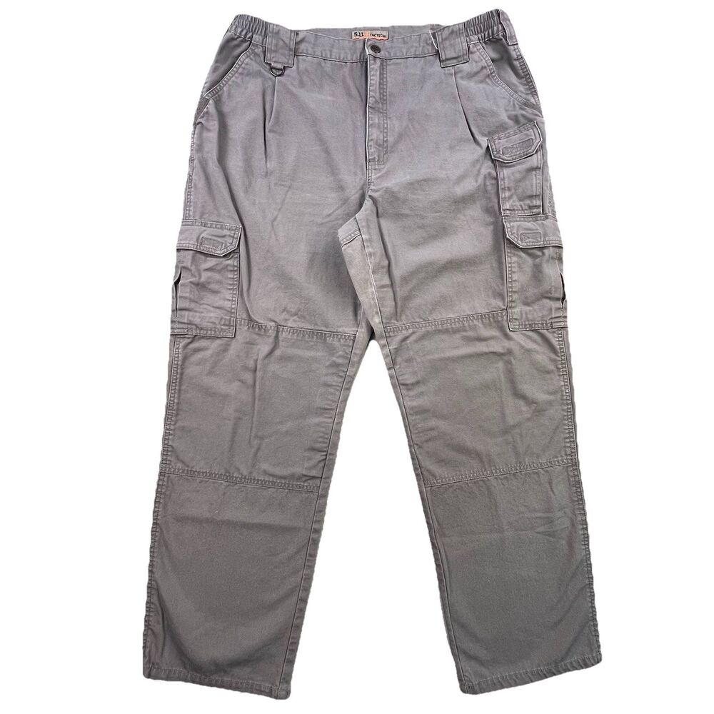5.11 Tactical Cargo Pants Mens 40x32 Gray Elastic Waist Workwear Army Hiking